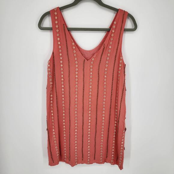 Anthropologie Bl^nk Reveka Embellished Shift Dress XSP London Beaded Fringe Mini - Picture 11 of 13
